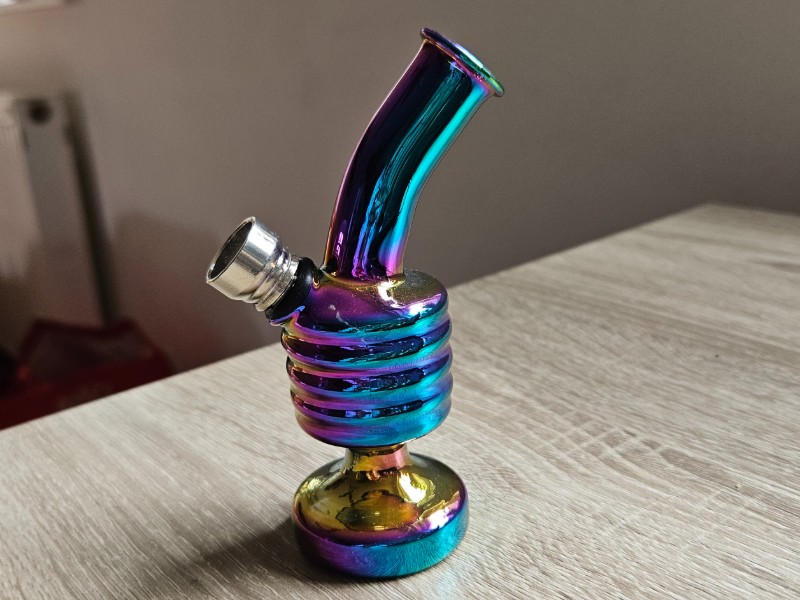 Szivárvány színű mini üveg bong – 12 cm - 4